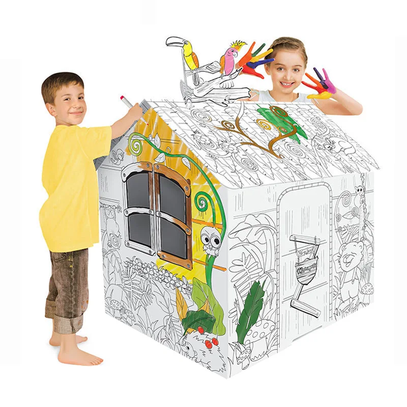 DIY Large Cardboard Coloring Creative Crafts Play House Project Assemble and Paint Educational Toys Parent-child interactive toy
DIY Large Cardboard Coloring Creative Crafts Play House Project Assemble and Paint Educational Toys Parent-child interactive toy