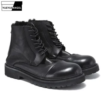 Men Winter Fur Warm Safety Boots Brand Casual 100% Real Leather Lace Up Boots 2019 Retro Black High Top Cotton Shoes Male
Men Winter Fur Warm Safety Boots Brand Casual 100% Real Leather Lace Up Boots 2019 Retro Black High Top Cotton Shoes Male