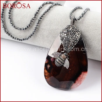 BOROSA Irregular Gems Faceted Crystal Pave CZ Bee Insects Pendant Long Hematite Stone Beads Necklace for Women Jewelry JAB871
BOROSA Irregular Gems Faceted Crystal Pave CZ Bee Insects Pendant Long Hematite Stone Beads Necklace for Women Jewelry JAB871