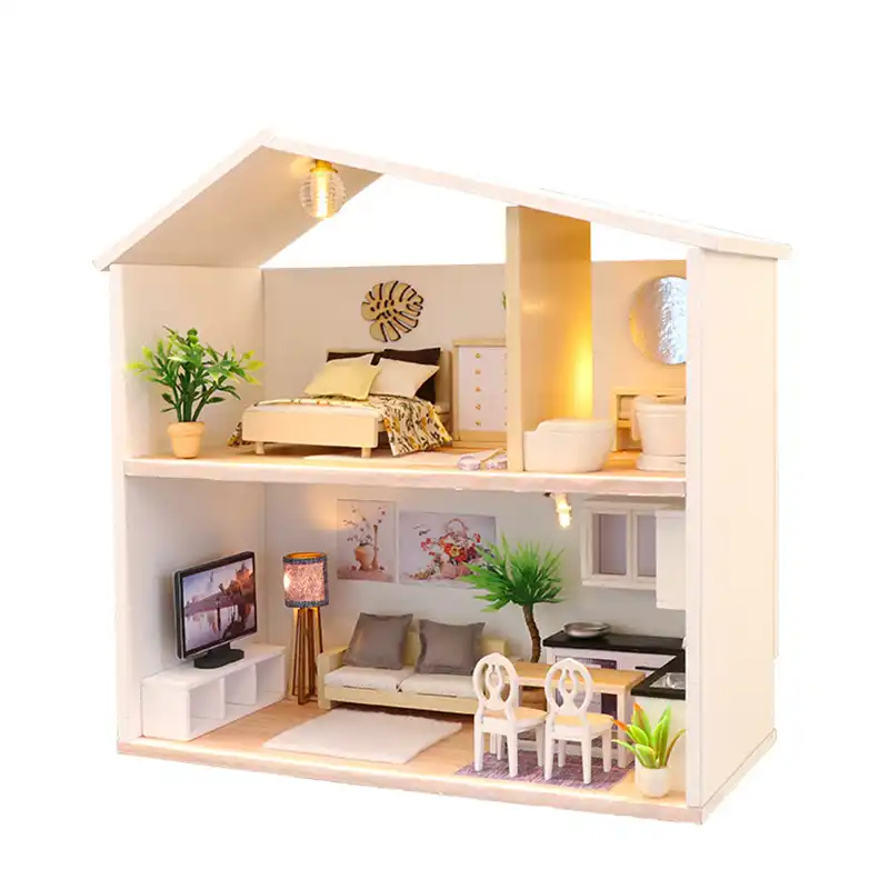 Diy Doll House Wooden Miniature Dollhouse Furniture Assemble Kits