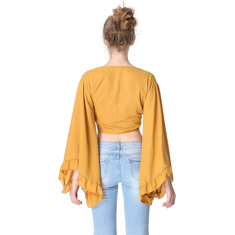 Women shirt Loose umbilical bow shirt Polyester summer 2019 camiseta mujer Flared sleeve cardigan vogue shirt New arrive fashion
Women shirt Loose umbilical bow shirt Polyester summer 2019 camiseta mujer Flared sleeve cardigan vogue shirt New arrive fashion