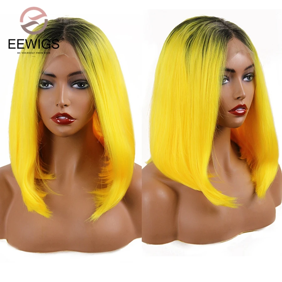 EEWIGS Ombre Yellow Short Bob Wig with Black Roots Heat Resistant Lemon Color Glueless Synthetic Lace Front Wigs for Black Women
EEWIGS Ombre Yellow Short Bob Wig with Black Roots Heat Resistant Lemon Color Glueless Synthetic Lace Front Wigs for Black Women
