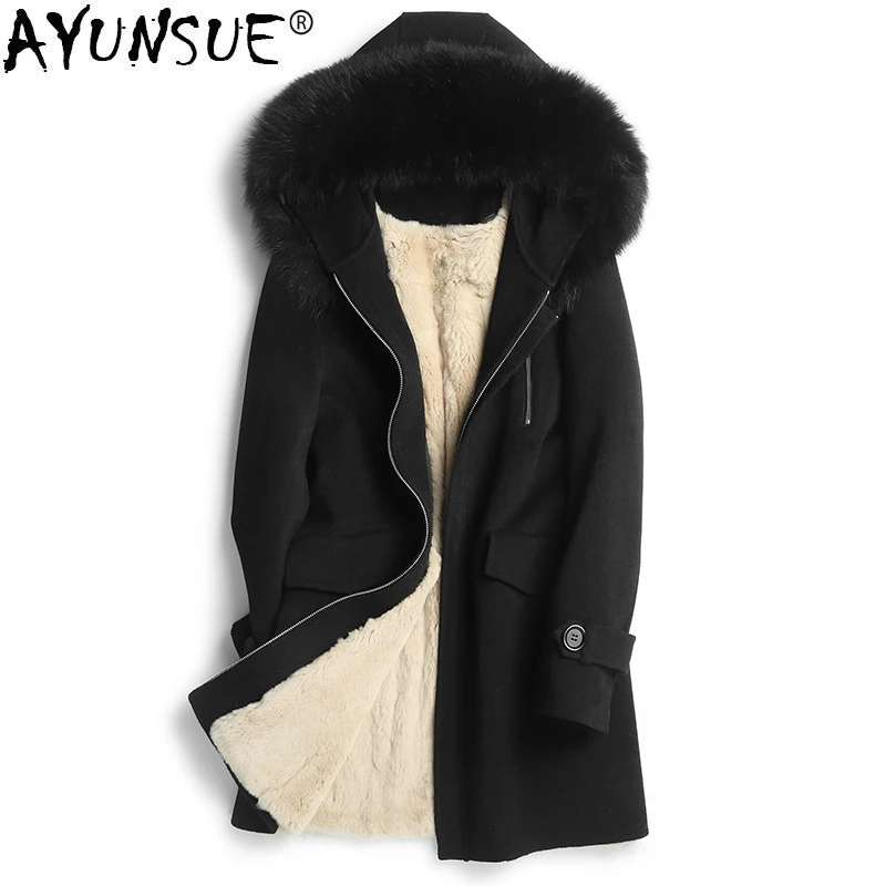 AYUNSUE Мужская меховая парка зимняя куртка мужская с натуральным лисьим мехом