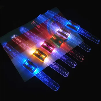 Letter Happy LED Bracelet Glow Bangle for Christmas Birthday Party Decorations Flashing Light Wrist Band Wholesale Cheap Gift
Letter Happy LED Bracelet Glow Bangle for Christmas Birthday Party Decorations Flashing Light Wrist Band Wholesale Cheap Gift