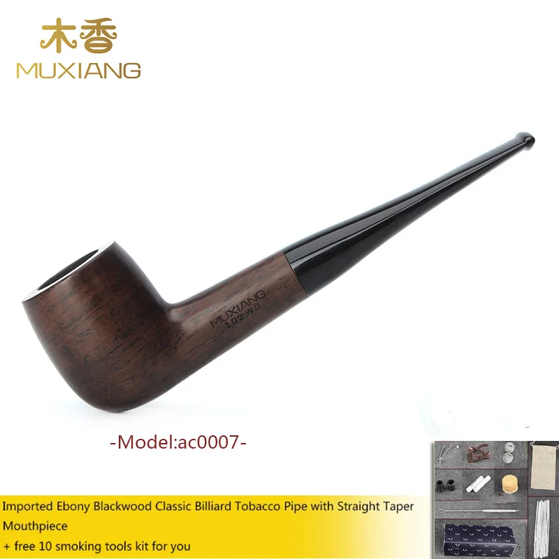 MUXIANG 10 Tools Kit Imported Ebony Black Wood Tobacco Pipe with Acrylic Taper Mouthpiece 9mm Filter Men Smoking Pipe ac0007
MUXIANG 10 Tools Kit Imported Ebony Black Wood Tobacco Pipe with Acrylic Taper Mouthpiece 9mm Filter Men Smoking Pipe ac0007