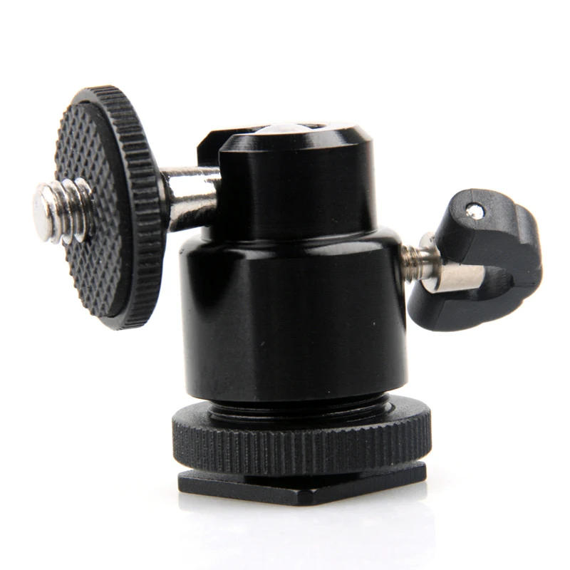 Mayitr 1pc 1/4 inch Black Tripod Ball Head Bracket Aluminum Hot Shoe Adapter Holder Mount for Camera Tripod Shoe Telescope