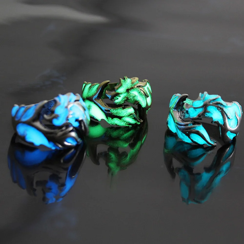 Luminous dragon ring Rings for men women Rings glow in the dark male female jewelry
Luminous dragon ring Rings for men women Rings glow in the dark male female jewelry