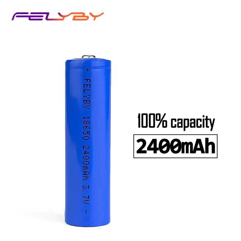 

FELYBY brand 100% capacity 2400mAh 18650 li ion battery rechargeable battery 3.7v lithium 18650 For Laser pen flashlight