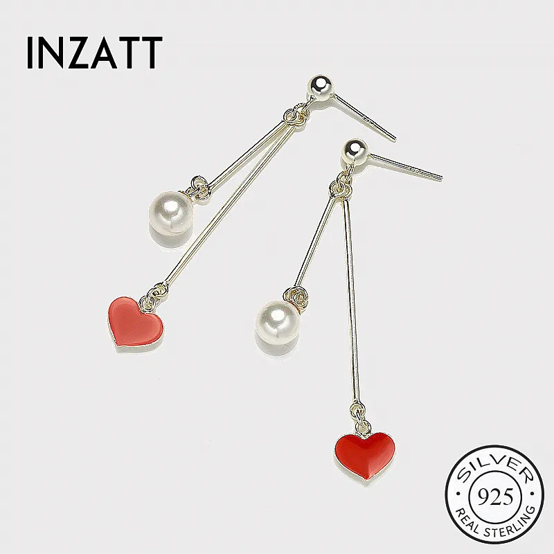 INZATT Trendy 100% 925 Sterling Silver Dangle Drop Earrings Metal Stick Bar Pearl Red Heart Enamel Fine Jewelry For Women Gift
INZATT Trendy 100% 925 Sterling Silver Dangle Drop Earrings Metal Stick Bar Pearl Red Heart Enamel Fine Jewelry For Women Gift