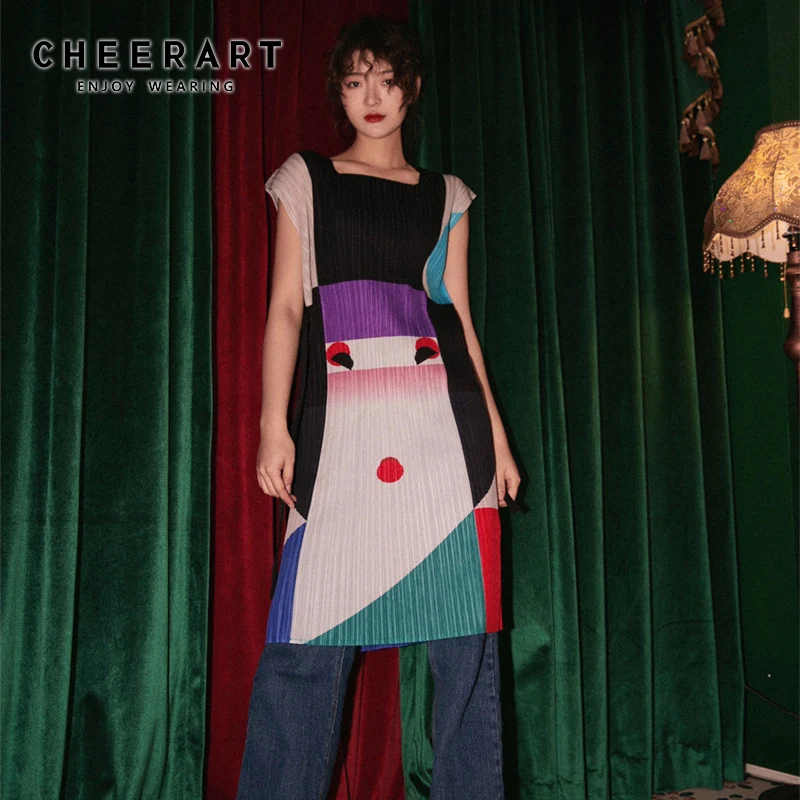 Cheerart Sleeveless Summer Dress Women Plissee Japanese Designer Lace Up Casual Dress Geisha Print High Fashion Clothes
Cheerart Sleeveless Summer Dress Women Plissee Japanese Designer Lace Up Casual Dress Geisha Print High Fashion Clothes
