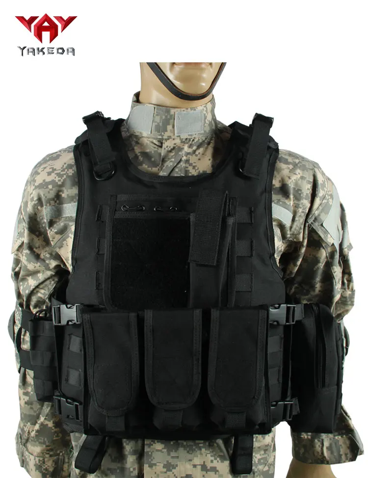 YAKEDA Camo Gilet Tactique, Veste Porte Plaque Ajustable pour Armée, Police  : : Mode