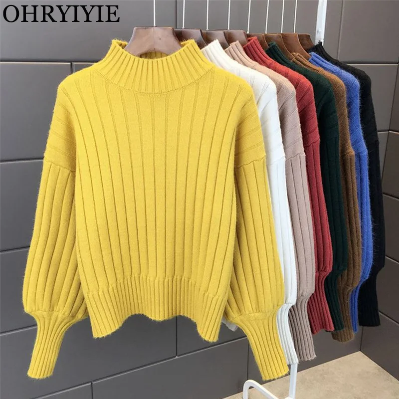 OHRYIYIE 2019 Autumn Winter Warm Thick Turtleneck Sweater Women Knit Pullovers Female Lantern Sleeve Sweaters Jumper Pull Femme
OHRYIYIE 2019 Autumn Winter Warm Thick Turtleneck Sweater Women Knit Pullovers Female Lantern Sleeve Sweaters Jumper Pull Femme