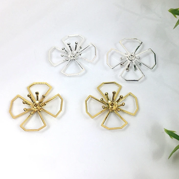 23mm Filigree Flower Bead Cap 2 Layered Connector Charms Findings DIY Jewelry Making Antique Bronze Gold Silver Color Plated | Украшения и