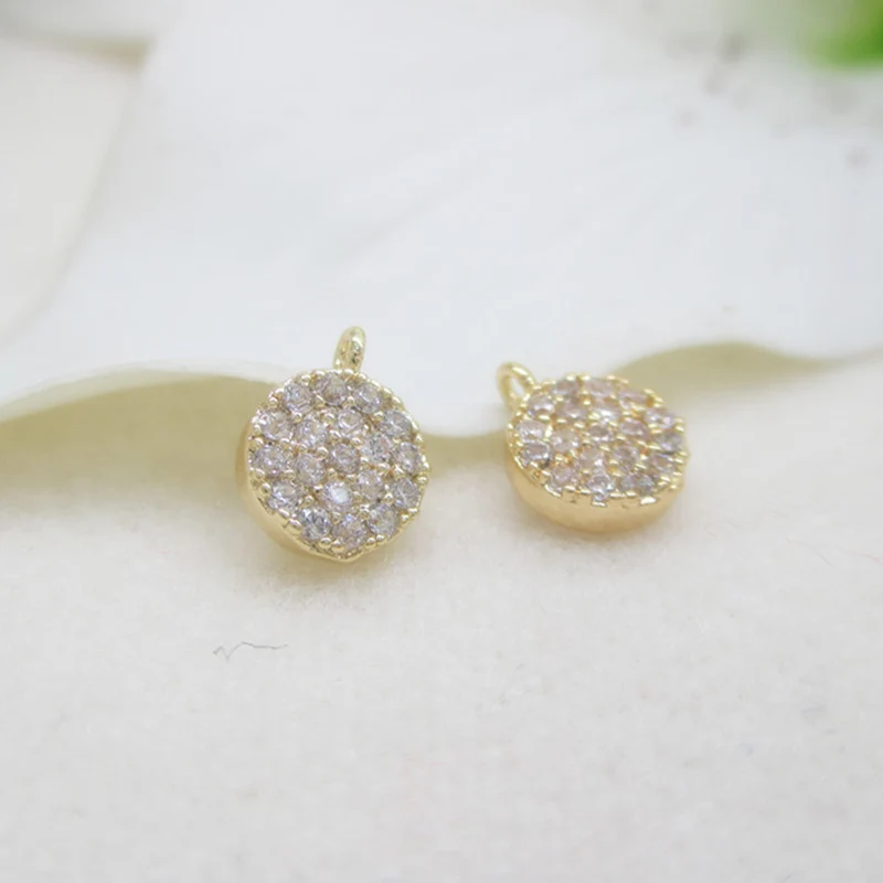 Gold color Zircon round charms Cute circle Disk Pendants for making jewelry accessories 8*6mm 5pcs
Gold color Zircon round charms Cute circle Disk Pendants for making jewelry accessories 8*6mm 5pcs
