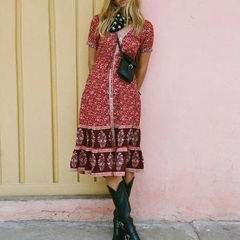 2018 New long boho dress autumn rayon Floral print dresses short sleeve sexy v-neck dress Hippie Bohemia women dress Vestido
2018 New long boho dress autumn rayon Floral print dresses short sleeve sexy v-neck dress Hippie Bohemia women dress Vestido