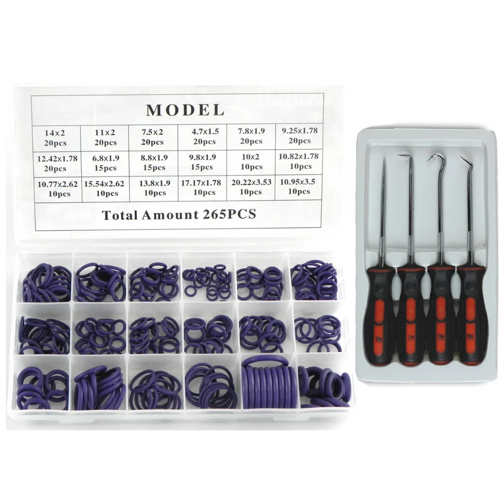 4pcs O Ring Seal Pick Hooks Puller Remover Tool with Purple 265pcs O-ring Assortment Set Kit
4pcs O Ring Seal Pick Hooks Puller Remover Tool with Purple 265pcs O-ring Assortment Set Kit
