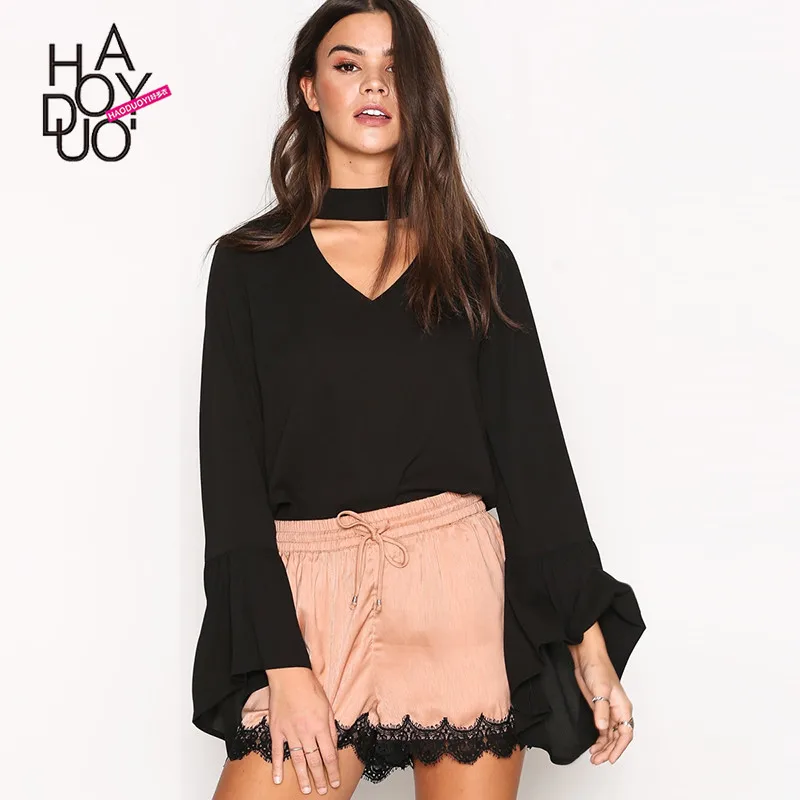 spring western style fashion hollow out solid color long flare sleeve SML XL XXL woman's Casual shirt lady Blouses
spring western style fashion hollow out solid color long flare sleeve SML XL XXL woman's Casual shirt lady Blouses