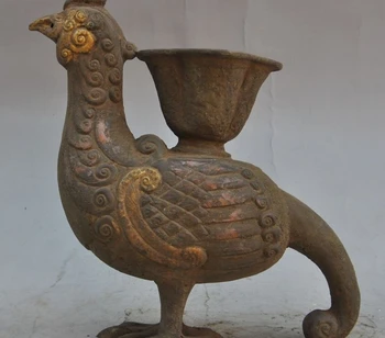 9" old chinese Pure bronze phoenix bird lucky statue Candlesticks Candle Holder
9" old chinese Pure bronze phoenix bird lucky statue Candlesticks Candle Holder