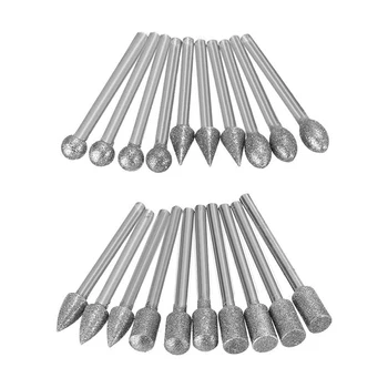 20Pcs 3mm Shank Diamond Burr Bit Cut Engraving Carving Rotary Drill Bits New
20Pcs 3mm Shank Diamond Burr Bit Cut Engraving Carving Rotary Drill Bits New