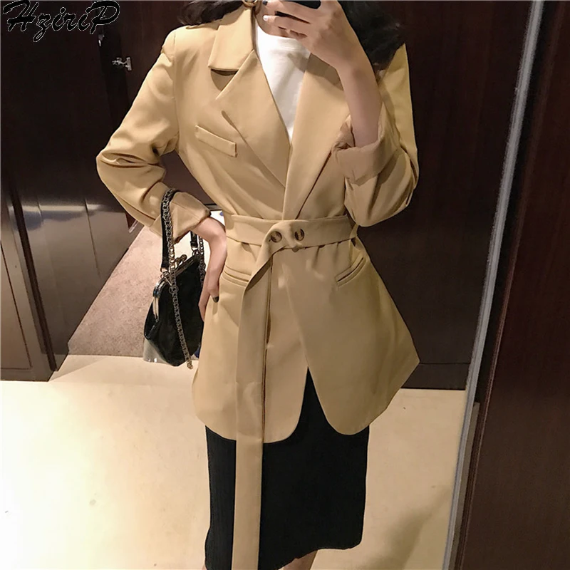 HziriP New Hot Korean Chic Spring Autumn Sashes Pocket Streetwear Solid Women 2019 Casual Female Coat Tops Outwear Office Lady
HziriP New Hot Korean Chic Spring Autumn Sashes Pocket Streetwear Solid Women 2019 Casual Female Coat Tops Outwear Office Lady