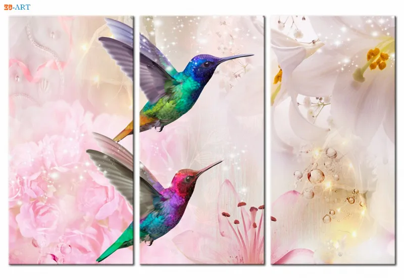 Par de carteles e impresiones de colibríes cuadro sobre lienzo para