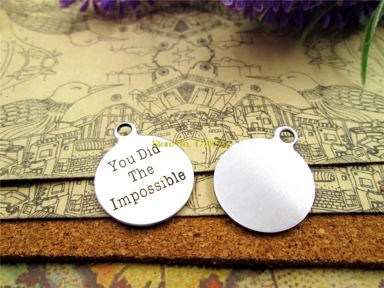 20pcs--20mm stainless steel circle round " you did the impossible" one side DIY Charms Pendants
20pcs--20mm stainless steel circle round " you did the impossible" one side DIY Charms Pendants