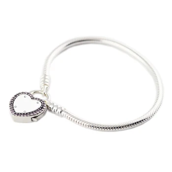 CKK Lock Your Promise Bracelet Argent 925 Sterling Silver Pink CZ Heart Clasp Charm Bracelets for Women Original Jewelry DIY
CKK Lock Your Promise Bracelet Argent 925 Sterling Silver Pink CZ Heart Clasp Charm Bracelets for Women Original Jewelry DIY