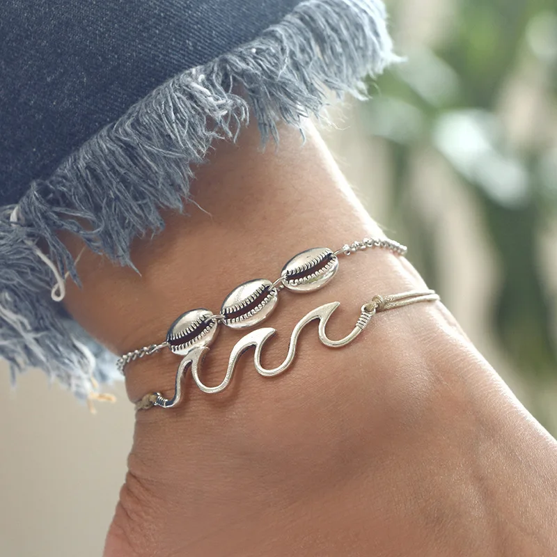 Boho Beach Wave Shell Anklet Silver Bracelet for Women Fashion Charms Ankle Bracelet Chain Anklets for Female Enkelbandje A3
Boho Beach Wave Shell Anklet Silver Bracelet for Women Fashion Charms Ankle Bracelet Chain Anklets for Female Enkelbandje A3