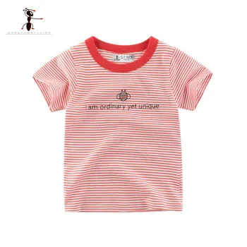 

Kung Fu Ant 2019 Summer Casual Boys T-shirt Cotton Short Sleeve O-neck Baby Clothes Striped Baby T-shirt Clothes For 2T-8T Kids