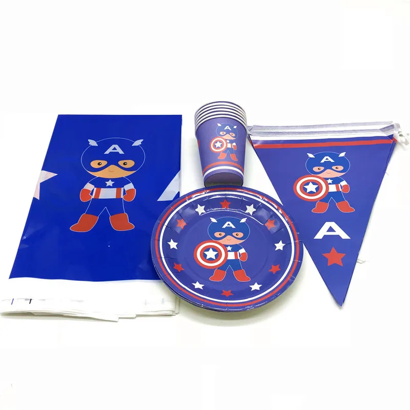 Captain America Disposable Paper Cup Plate Tablecover Family Party Kid Birthday Marvel Theme Party Flag Decoration Supply 37Pcs
Captain America Disposable Paper Cup Plate Tablecover Family Party Kid Birthday Marvel Theme Party Flag Decoration Supply 37Pcs