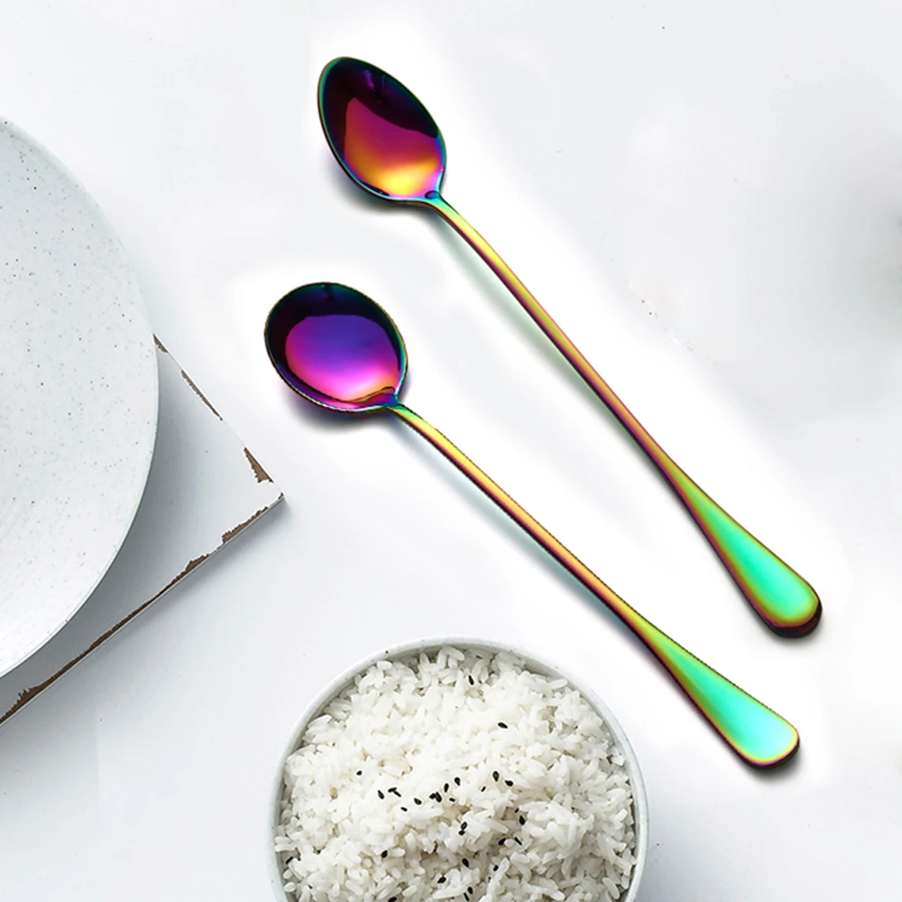 1PC Stainless Steel Rainbow Round and Sharp Head Coffee Scoop Cold Drink Fruit Long Ice Scoop Dinnerware
1PC Stainless Steel Rainbow Round and Sharp Head Coffee Scoop Cold Drink Fruit Long Ice Scoop Dinnerware