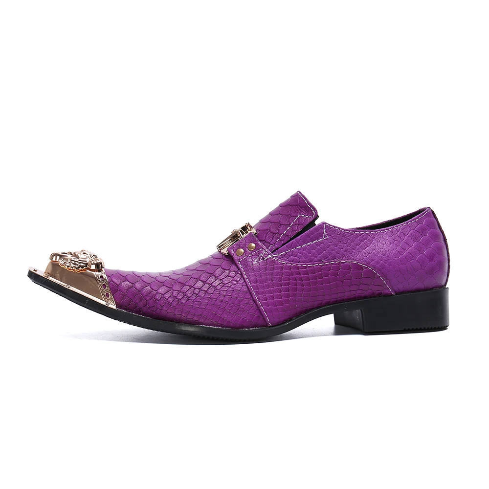 Summer men's shoes fashion trend iron head Metal toe purple leather shoes single shoes Snakeskin grain men's shoes Medium heel
Summer men's shoes fashion trend iron head Metal toe purple leather shoes single shoes Snakeskin grain men's shoes Medium heel