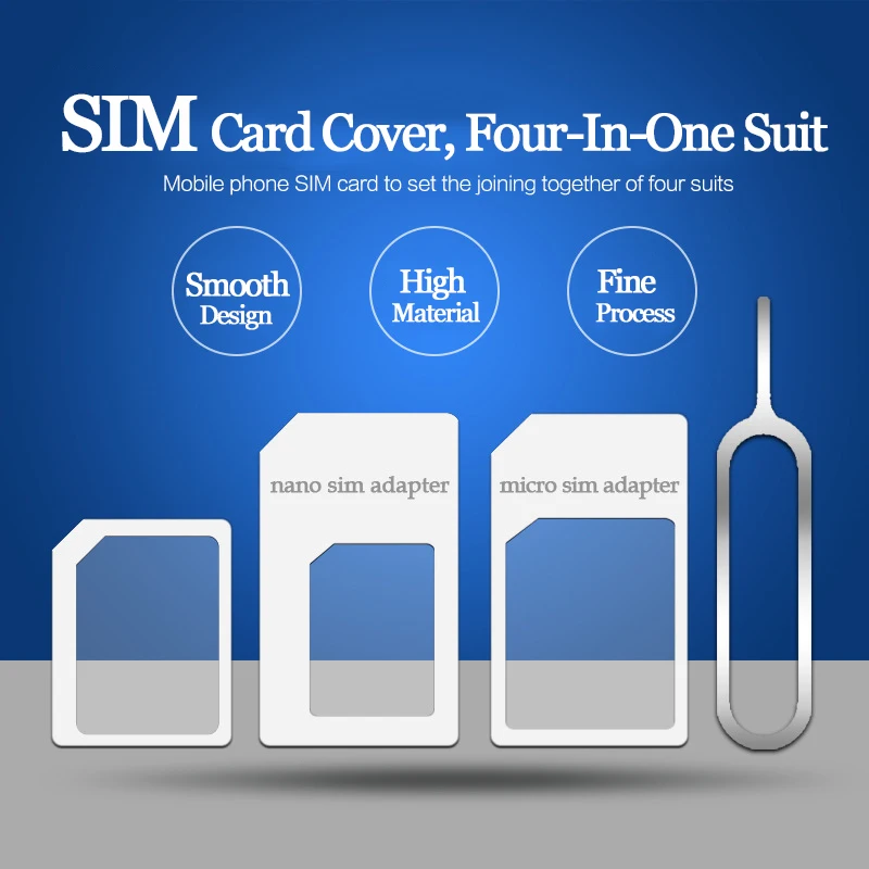 2018 NEW Nano SIM Card Adapter 4 In 1 Micro SIM Adapter With Eject Pin Key Retail Package For iPhone 5 5S 5C 6 6S For Samsung
2018 NEW Nano SIM Card Adapter 4 In 1 Micro SIM Adapter With Eject Pin Key Retail Package For iPhone 5 5S 5C 6 6S For Samsung