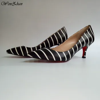 WENZHAN Black and white stripes short heel 7CM Spring Thin heel soft short pump shoes for daily work Footwears 35-43 710-24
WENZHAN Black and white stripes short heel 7CM Spring Thin heel soft short pump shoes for daily work Footwears 35-43 710-24
