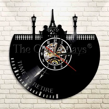 1Piece Retirement Silhouette Wall Clock Eiffle Tower Vacation Gift Vinyl LP Record Time To Retire Vintage Timepiece
1Piece Retirement Silhouette Wall Clock Eiffle Tower Vacation Gift Vinyl LP Record Time To Retire Vintage Timepiece