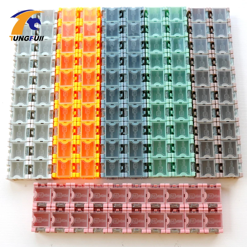 5X Big SMT SMD Kit anti-static Laboratory components storage boxes Pink 74*65*21 