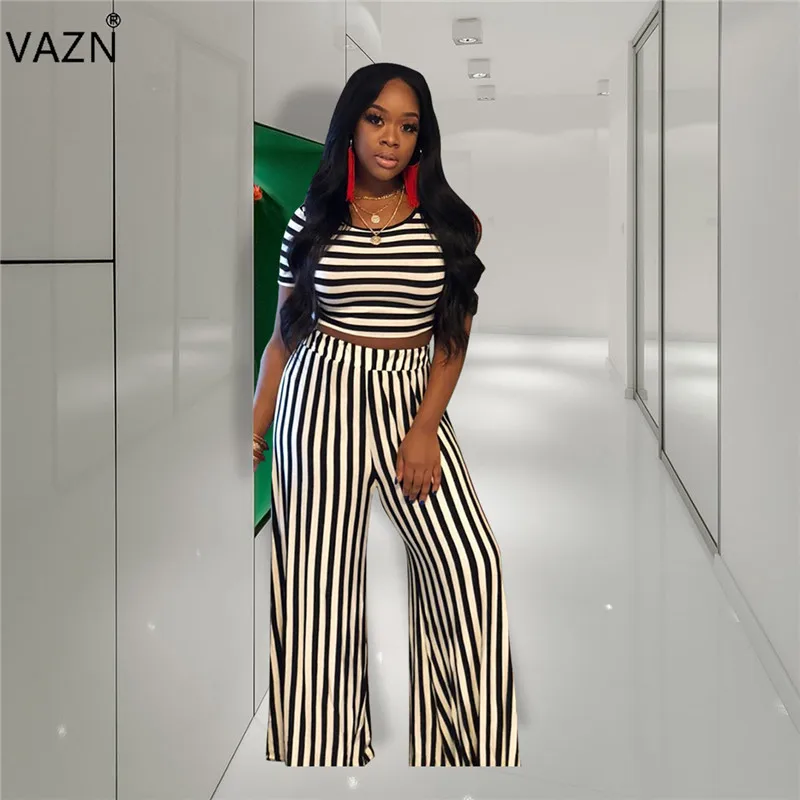 VAZN 2019 Classic Striped O-Neck Short Sleeve Grop Wide Leg Long Pants Office Elegant Sexy Fashion Slim Women 2 piece Set ME291
VAZN 2019 Classic Striped O-Neck Short Sleeve Grop Wide Leg Long Pants Office Elegant Sexy Fashion Slim Women 2 piece Set ME291