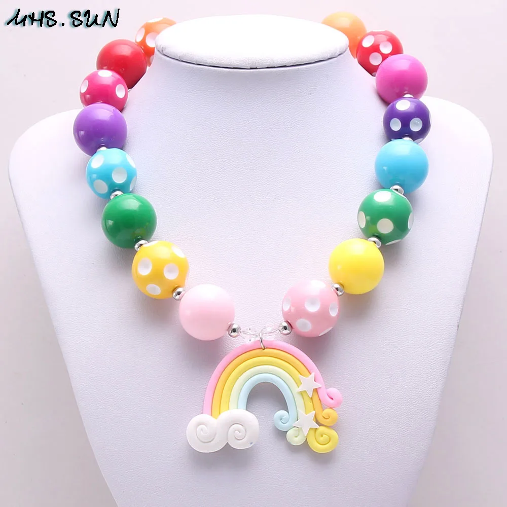 MHS.SUN New Cute baby girls chunky beaded necklace rainbow pendant necklace chram kids bubblegum necklace jewelry birthday gift
MHS.SUN New Cute baby girls chunky beaded necklace rainbow pendant necklace chram kids bubblegum necklace jewelry birthday gift
