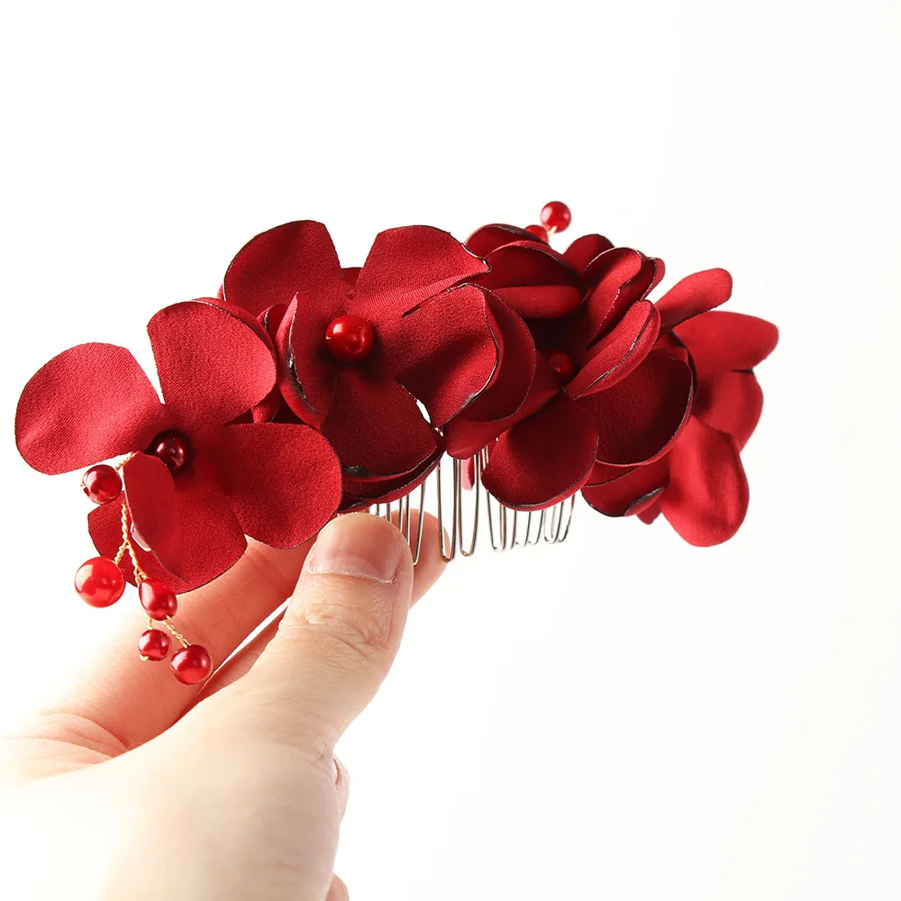Girl's Fashion Bridal Wedding Red Flower Bridesmaid Artificial Crystal Hair Clip Bridal Hairpin Comb Wedding Party Accessories
Girl's Fashion Bridal Wedding Red Flower Bridesmaid Artificial Crystal Hair Clip Bridal Hairpin Comb Wedding Party Accessories