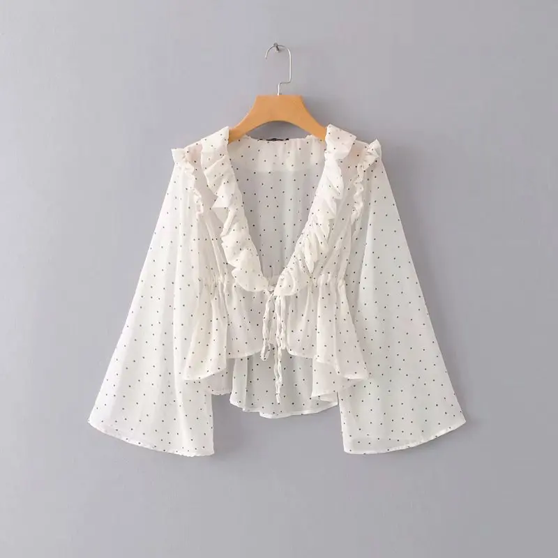 New arrival 121-40-1407 European and American fashion storm falbala tether horn sleeve blouse
New arrival 121-40-1407 European and American fashion storm falbala tether horn sleeve blouse