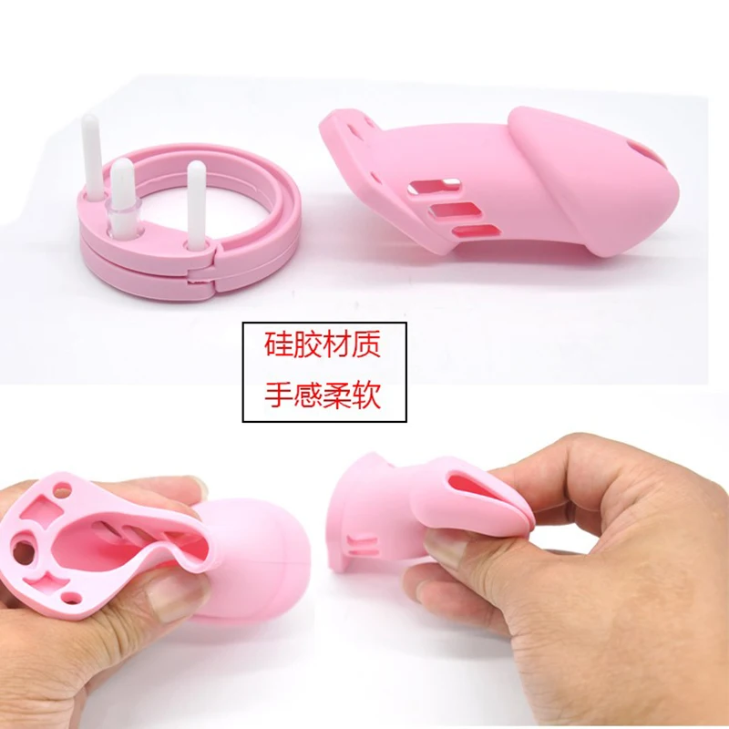 Soft Medical Silicone Male Chastity Device Penis Ring,Cock Cages,Virginity Chastity Lock Belt,Cock Ring With 3 Locking Rings O2