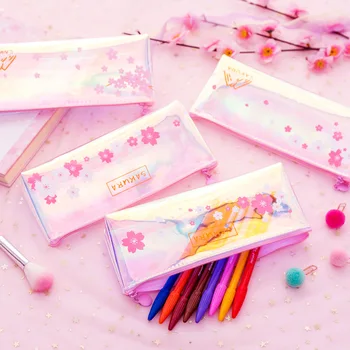 Kids school supplies Laser PVC Pencil Case Beautiful Colorful Cherry Bossom Stationery Storage Bag Simple Transparent Pencil bag
Kids school supplies Laser PVC Pencil Case Beautiful Colorful Cherry Bossom Stationery Storage Bag Simple Transparent Pencil bag