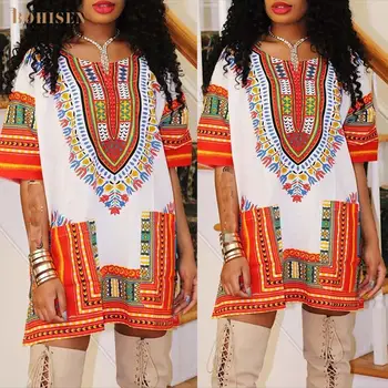 BOHISEN Africa National Style Print Dress Woman Summer Retro Short Sleeve Dashiki Riche Bazin S-XL V-neck African Clothing
BOHISEN Africa National Style Print Dress Woman Summer Retro Short Sleeve Dashiki Riche Bazin S-XL V-neck African Clothing