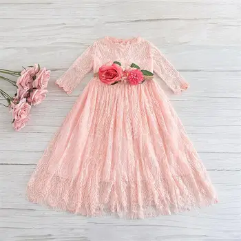 SALE Flower Girl Lace Dress Long Sleeve Princess Dress With Rhinestones Belt Christmas Party Dress Children Clothing E1952
SALE Flower Girl Lace Dress Long Sleeve Princess Dress With Rhinestones Belt Christmas Party Dress Children Clothing E1952