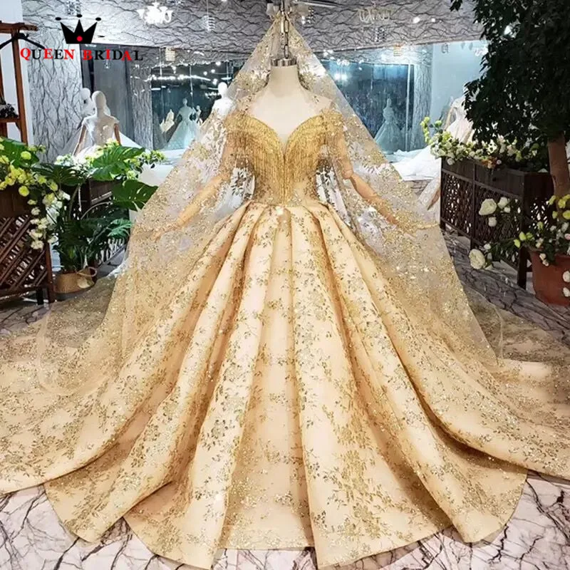 100% Real Photos Luxury Wedding Dresses Ball Gown Golded Fluffy Sequins Tulle Crystal Beading 2019 New Custom Made SK02 
100% Real Photos Luxury Wedding Dresses Ball Gown Golded Fluffy Sequins Tulle Crystal Beading 2019 New Custom Made SK02
