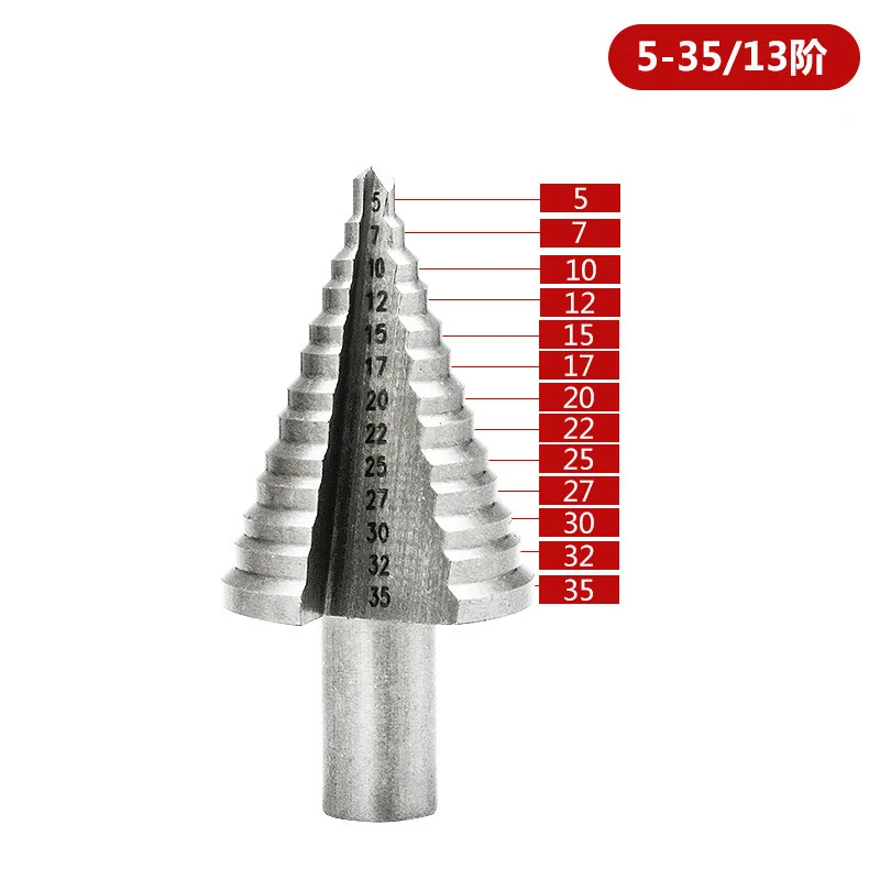 5-35mm Pagoda Drill Screw Drill HSS Power Tools Spiral Grooved Metal Steel Step Drill Bit For Woodworking Iron Plate Punching
5-35mm Pagoda Drill Screw Drill HSS Power Tools Spiral Grooved Metal Steel Step Drill Bit For Woodworking Iron Plate Punching