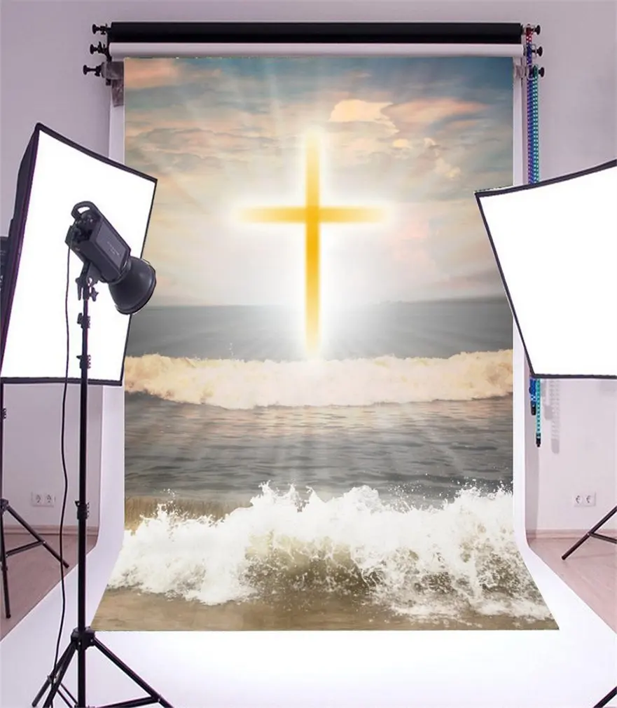 Photography Backdrop Golden Cross Jesus Christ Holy Lights Seaside Waves Blue Sky White Cloud Nature Summer Photo Background
Photography Backdrop Golden Cross Jesus Christ Holy Lights Seaside Waves Blue Sky White Cloud Nature Summer Photo Background