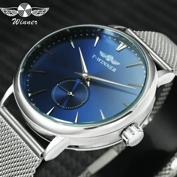 WINNER 2019 Men Women Watches Mechanical Movement Working Sub-dial Ultra Thin Mesh Band Blue Coupon Wrist Watch Top Brand Luxury
WINNER 2019 Men Women Watches Mechanical Movement Working Sub-dial Ultra Thin Mesh Band Blue Coupon Wrist Watch Top Brand Luxury
