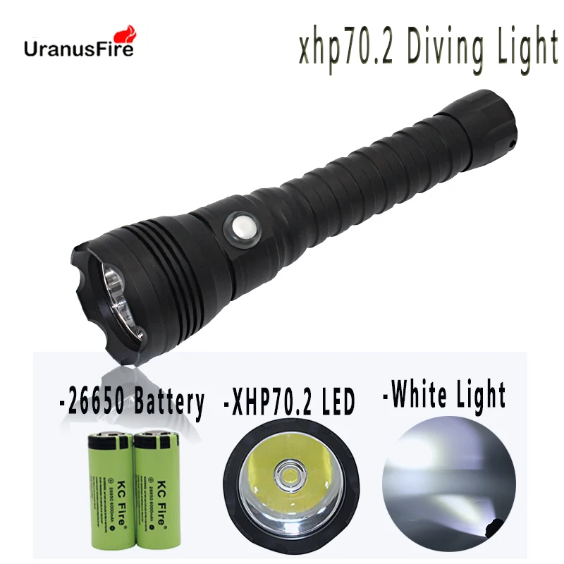 Powerful XHP70.2 LED diving Flashlight torch 4000 lumens Underwater 100M 26650 waterproof scuba flashlight 5 Mode led Tactical | Освещение