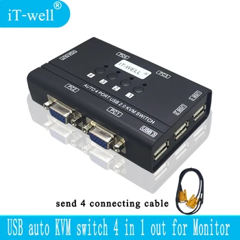 iT-well KVM Switch 4 Port AUTO VGA Switch with USB Console, 1 set of keyboard and mouse controls 4 computer hosts with cable
iT-well KVM Switch 4 Port AUTO VGA Switch with USB Console, 1 set of keyboard and mouse controls 4 computer hosts with cable